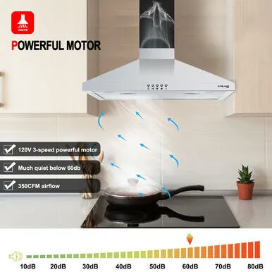 Gasland Chef 30'' Wall Mount Range Hood - Push Button Control