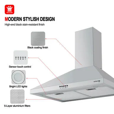 Gasland Chef 30'' Wall Mount Range Hood - Push Button Control