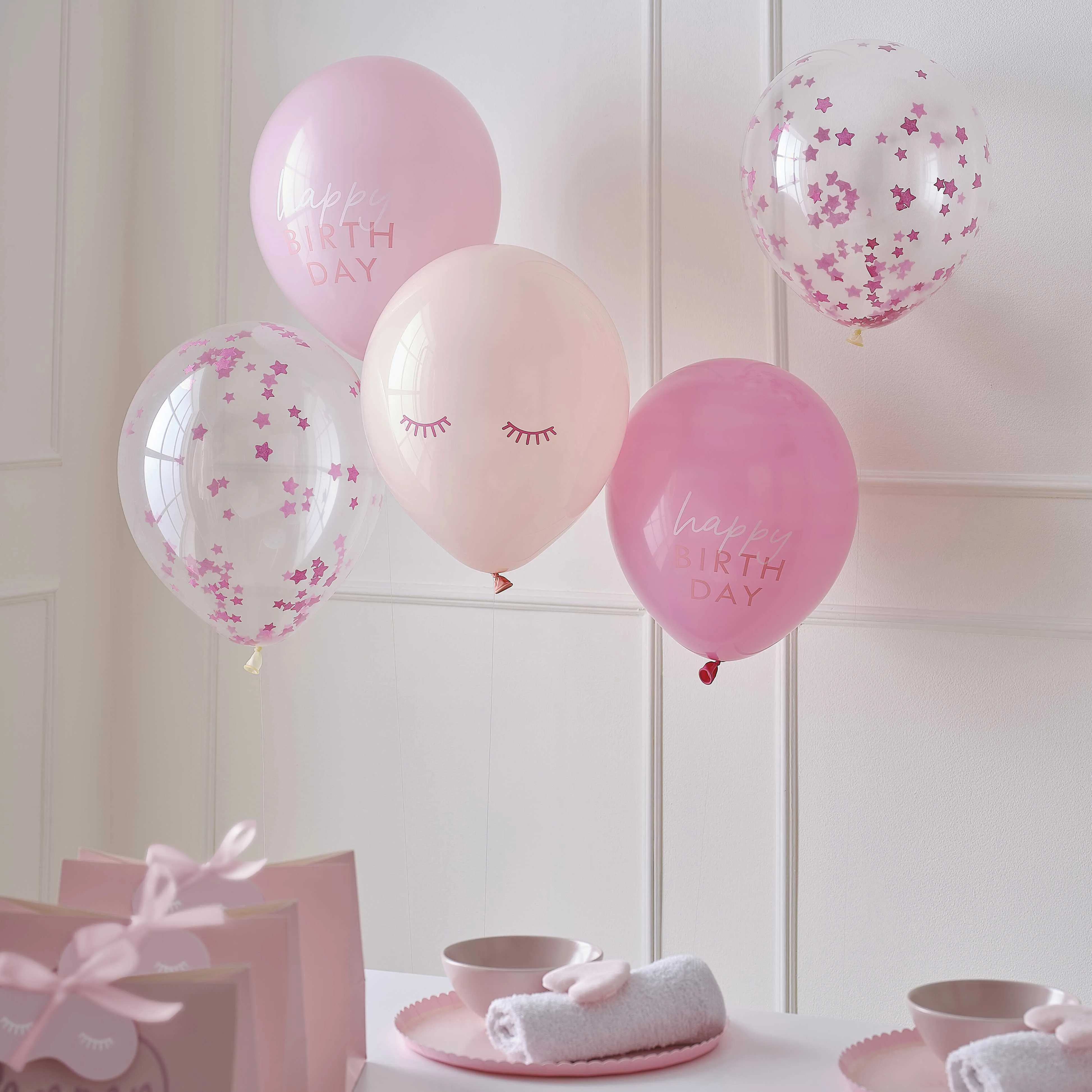 Ginger Ray Balloons 5PCS Confetti Happy Birthday Balloons