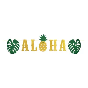 Glittered Aloha Streamer, 16in x 6ft