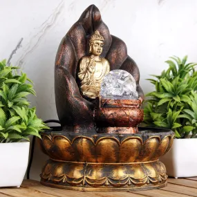 Global Grabbers Polyresin Table Top Indoor Outdoor Water Fall Fountain with LED Lights Home Decor Decoration Gift Gifting Items-GOL_COP-SF38-(000)