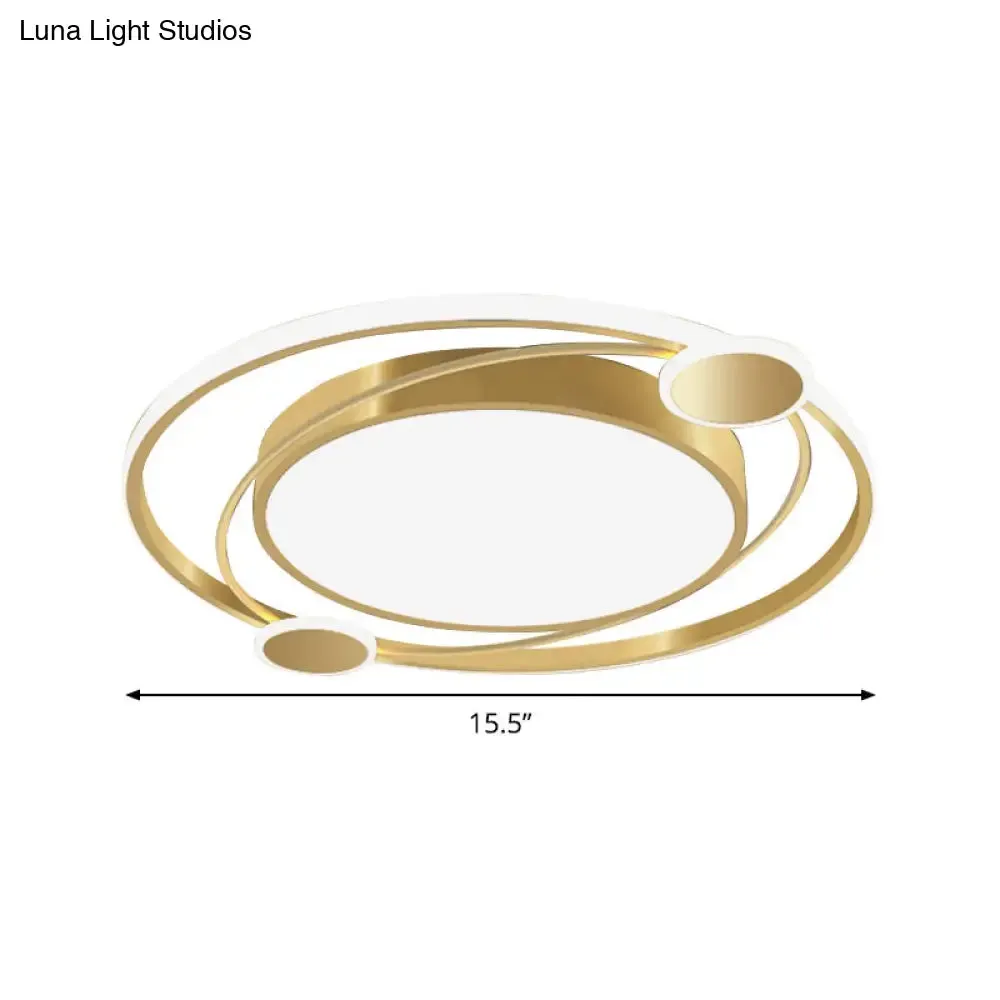 Gold Orbit Planet LED Ceiling Flush Light for Kids - Warm/White Light