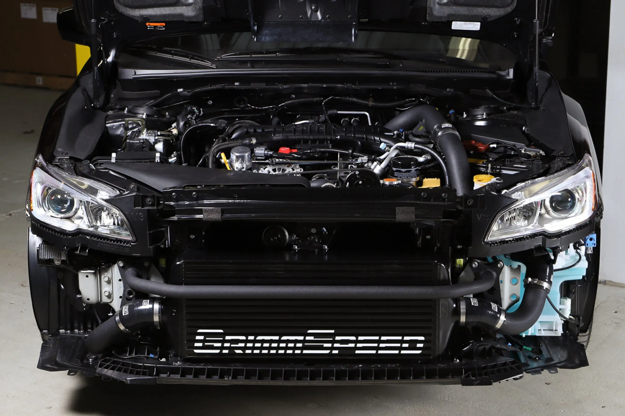 Grimmspeed Front Mount Intercooler Kit BLACK Coated [Inc. Black Piping] - Subaru 15-21 WRX - 090256