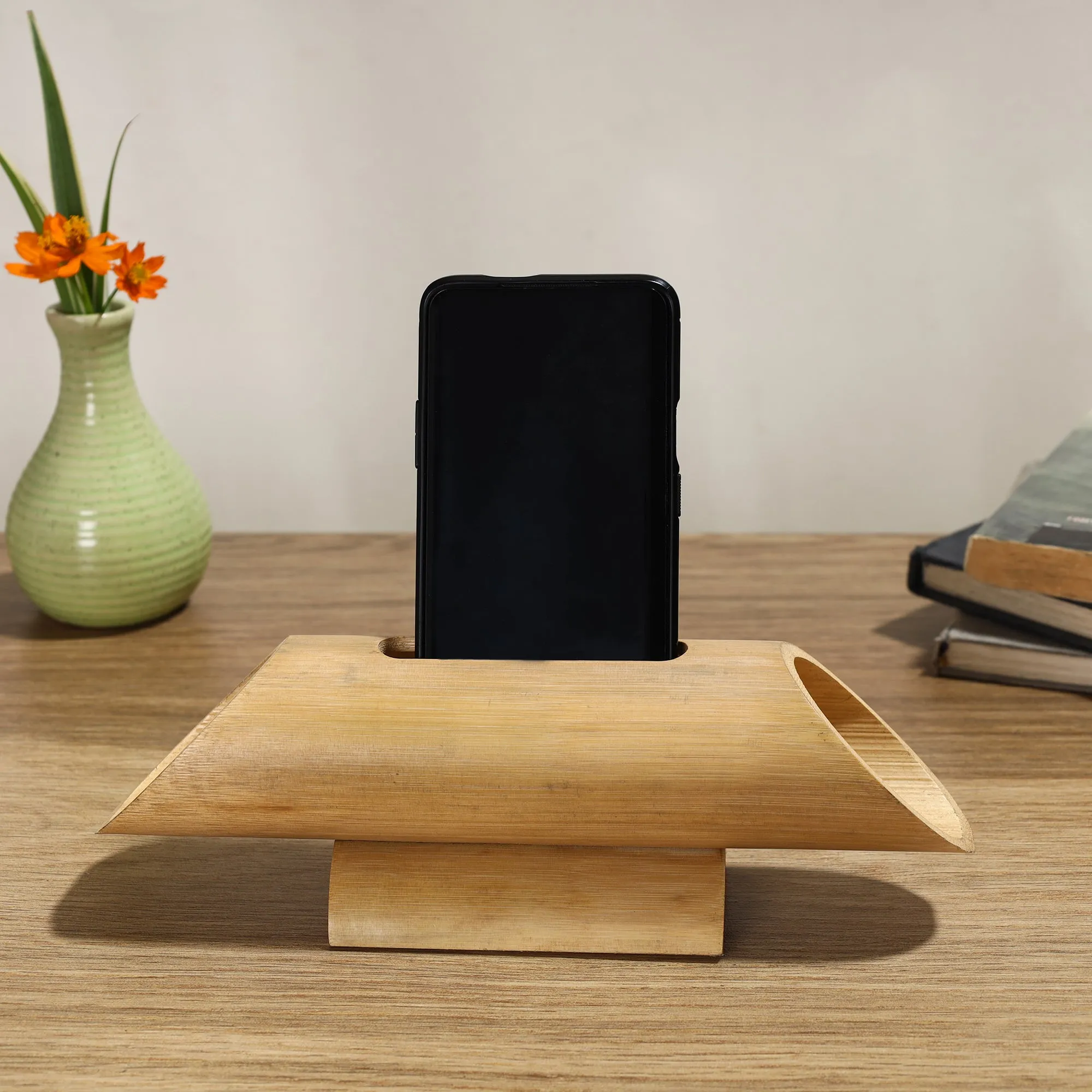 Hand Carved Natural Bamboo Wood Phone Audio Amplifier Speaker 03