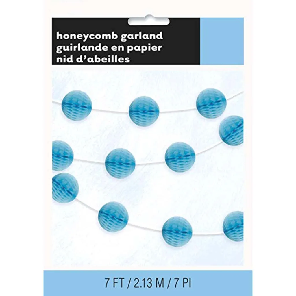 Honeycomb Ball Garland 7ft, Powder Blue