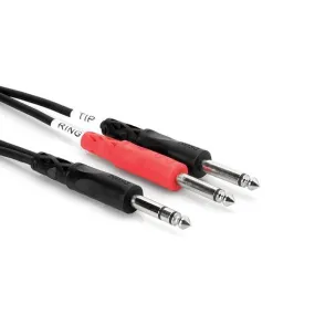 Hosa STP-201 Insert Cable- 1/4" TRS To Dual 1/4" TS - 6.5 Foot