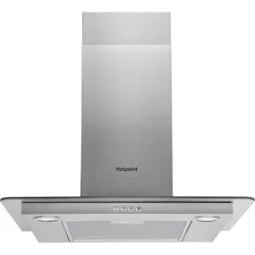 Hotpoint PHFG64FLMX 60cm Chimney Cooker Hood With Flat Glass Canopy - Stainless Steel