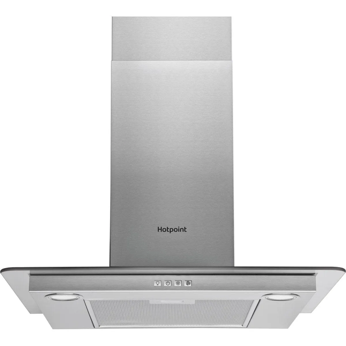 Hotpoint PHFG64FLMX 60cm Chimney Cooker Hood With Flat Glass Canopy - Stainless Steel