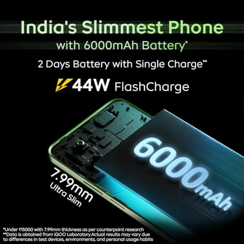 iQOO Z9x 5G (Tornado Green, 4GB RAM, 128GB Storage) | Snapdragon 6 Gen 1 with 560k  AnTuTu Score | 6000mAh Battery with 7.99mm Slim Design | 44W FlashCharge