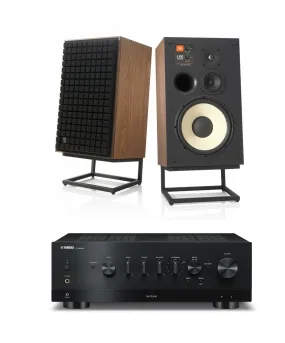 JBL L100 Classic 12" 3-Way Bookshelf Speaker Pair with Yamaha R-N800A Stereo Receiver Bundle
