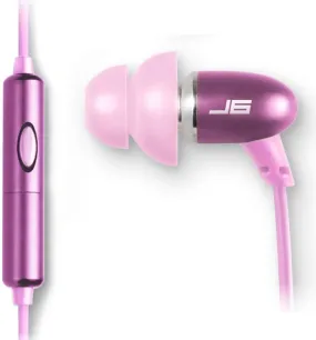 JLab Audio J6M High Fidelity Metal Ergonomic Earbuds Style Headphones w/Mic, Guaranteed for Life - Honeysuckle Pink