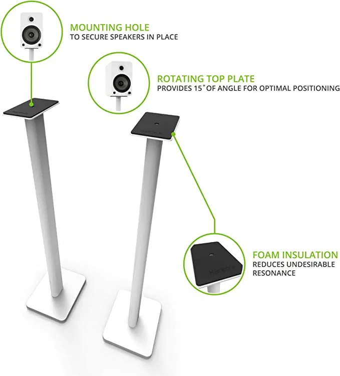 Kanto SP32PL Universal Speaker Floor Stands for Bookshelf Speakers (White/Pair)