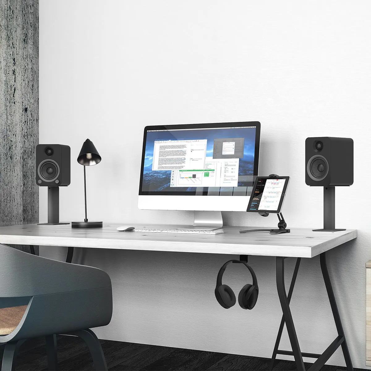Kanto SP9 9" Universal Desktop Speaker Stands with Rotating Top Plates and Cable Management - Pair (Black)