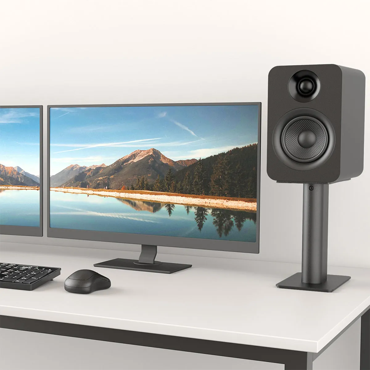 Kanto SP9 9" Universal Desktop Speaker Stands with Rotating Top Plates and Cable Management - Pair (Black)