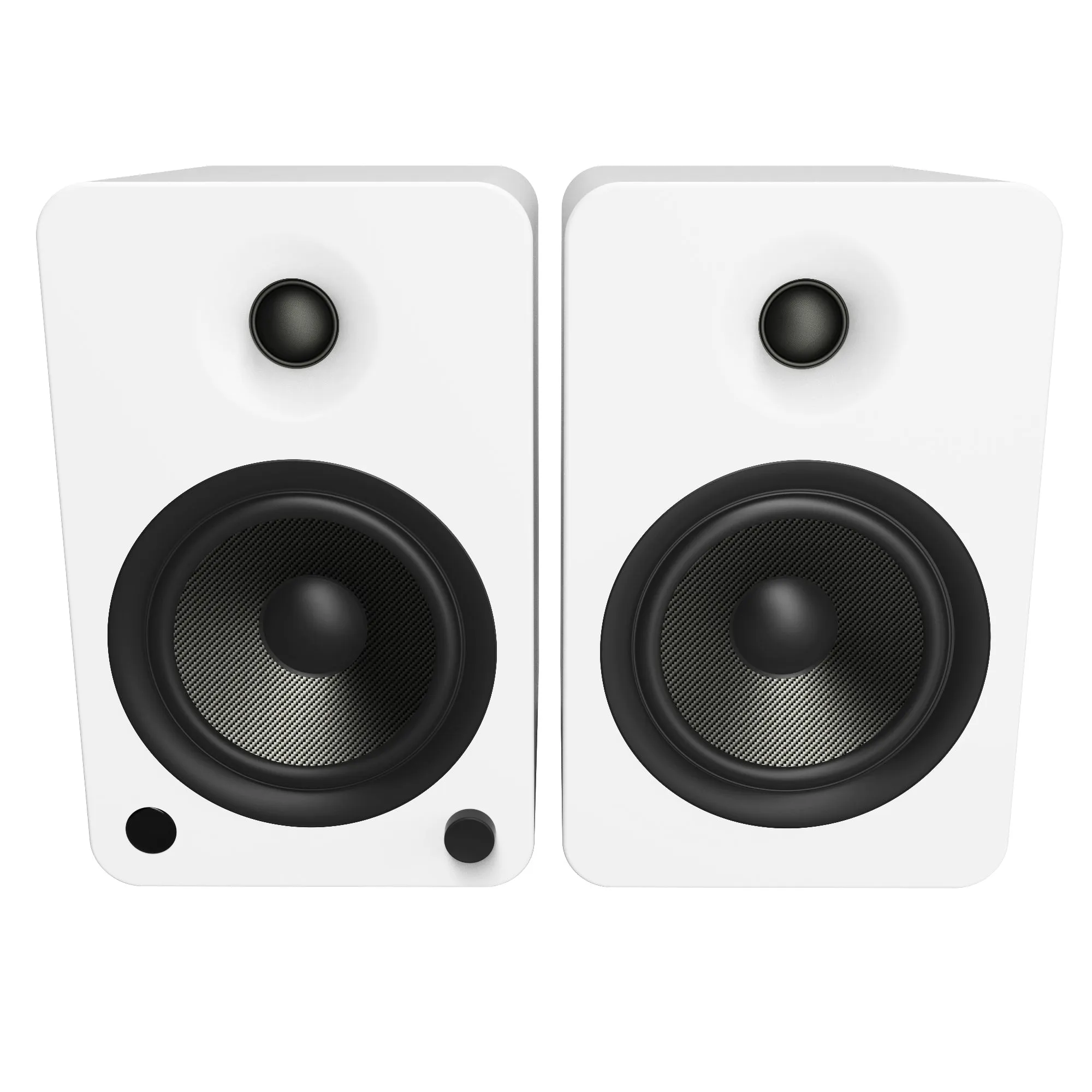 Kanto YU6 200W Powered Bookshelf Speakers with Bluetooth and Phono Preamp - Pair, Matte White with SP26PLW White Stand Bundle
