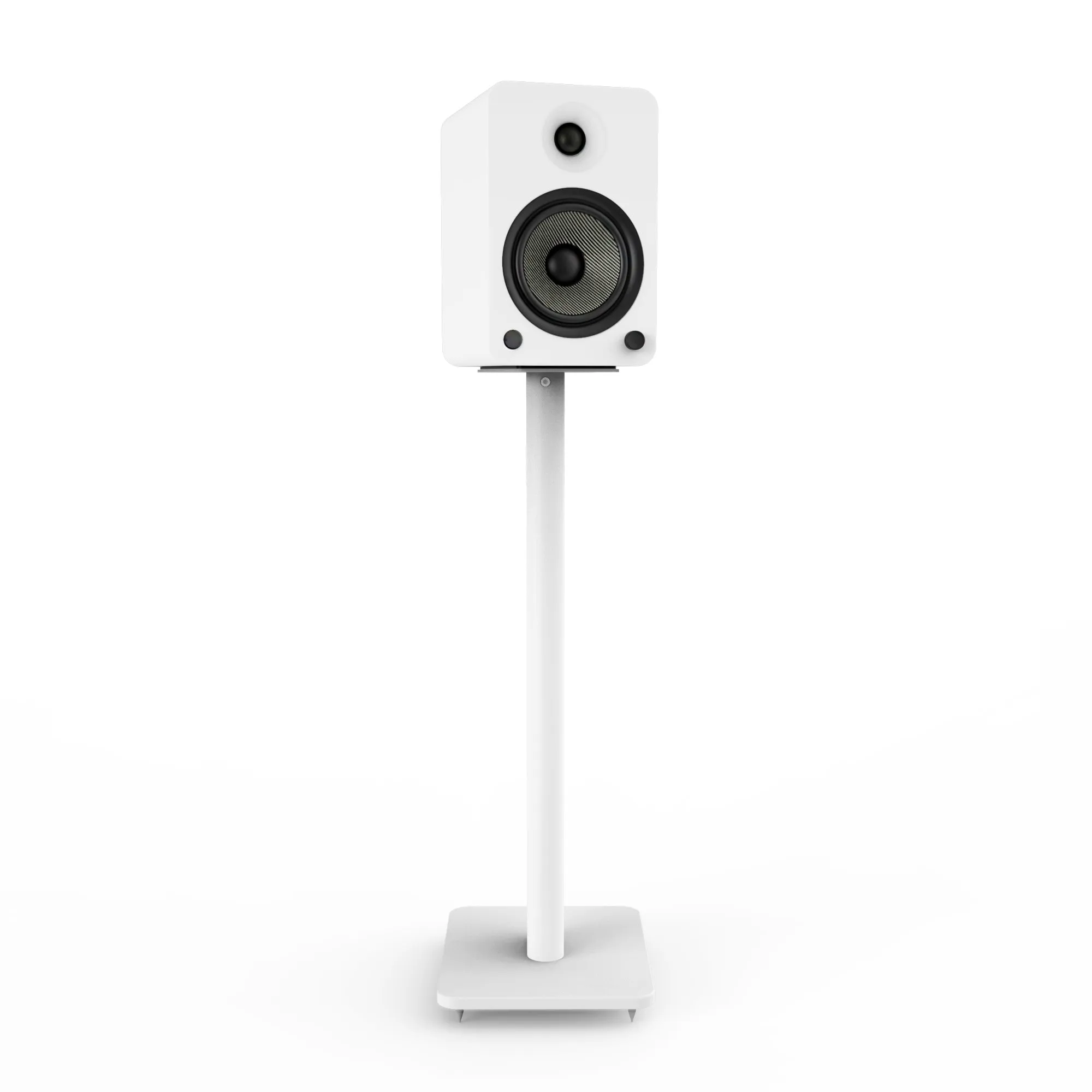Kanto YU6 200W Powered Bookshelf Speakers with Bluetooth and Phono Preamp - Pair, Matte White with SP26PLW White Stand Bundle