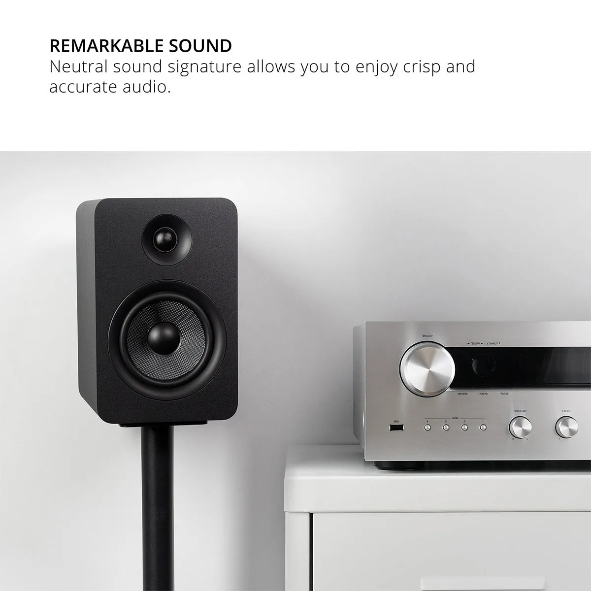 Kanto YUP6 Passive Bookshelf Speakers with 1" Silk Dome Tweeter and 5.25" Kevlar Woofer - Pair (Black)