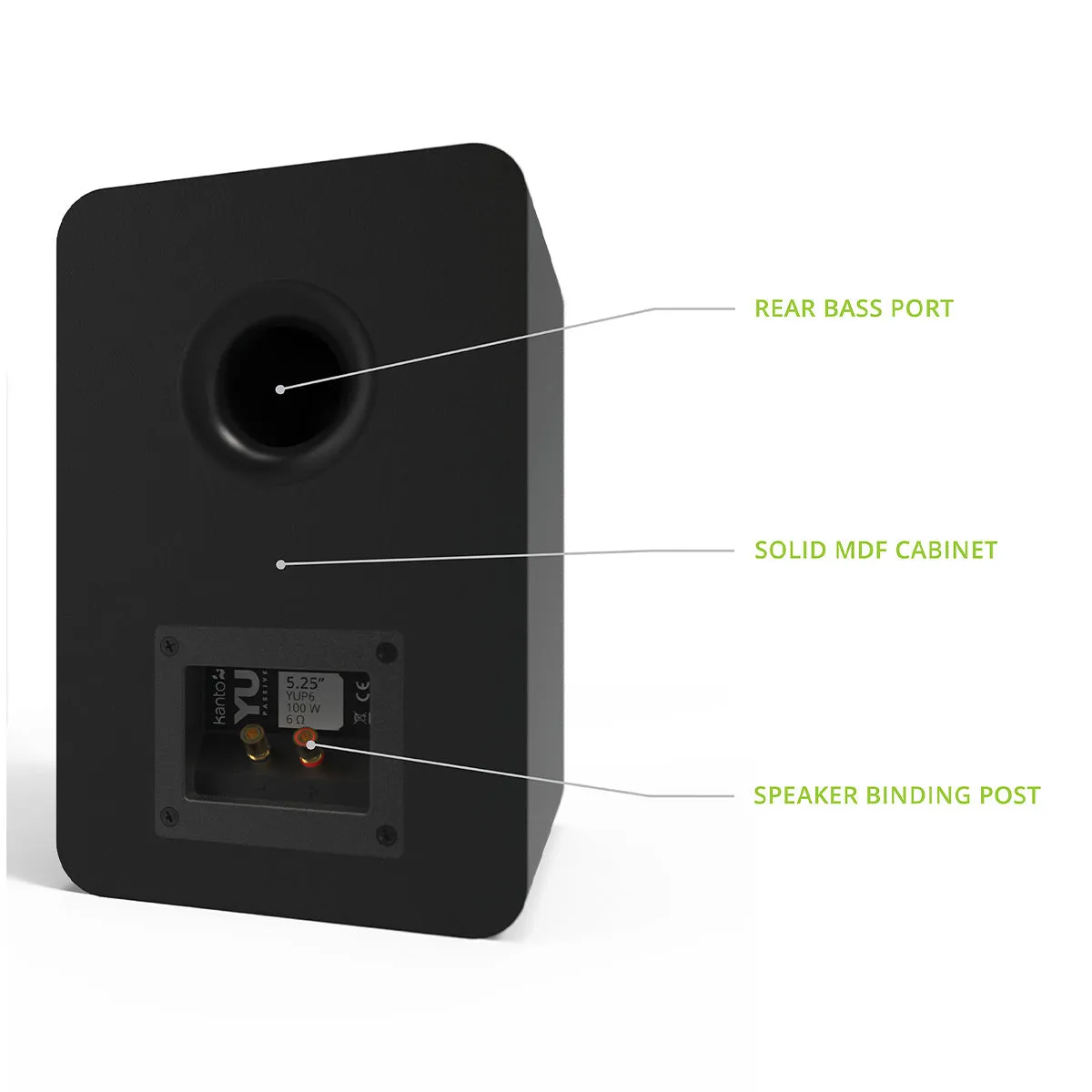 Kanto YUP6 Passive Bookshelf Speakers with 1" Silk Dome Tweeter and 5.25" Kevlar Woofer - Pair (Black)