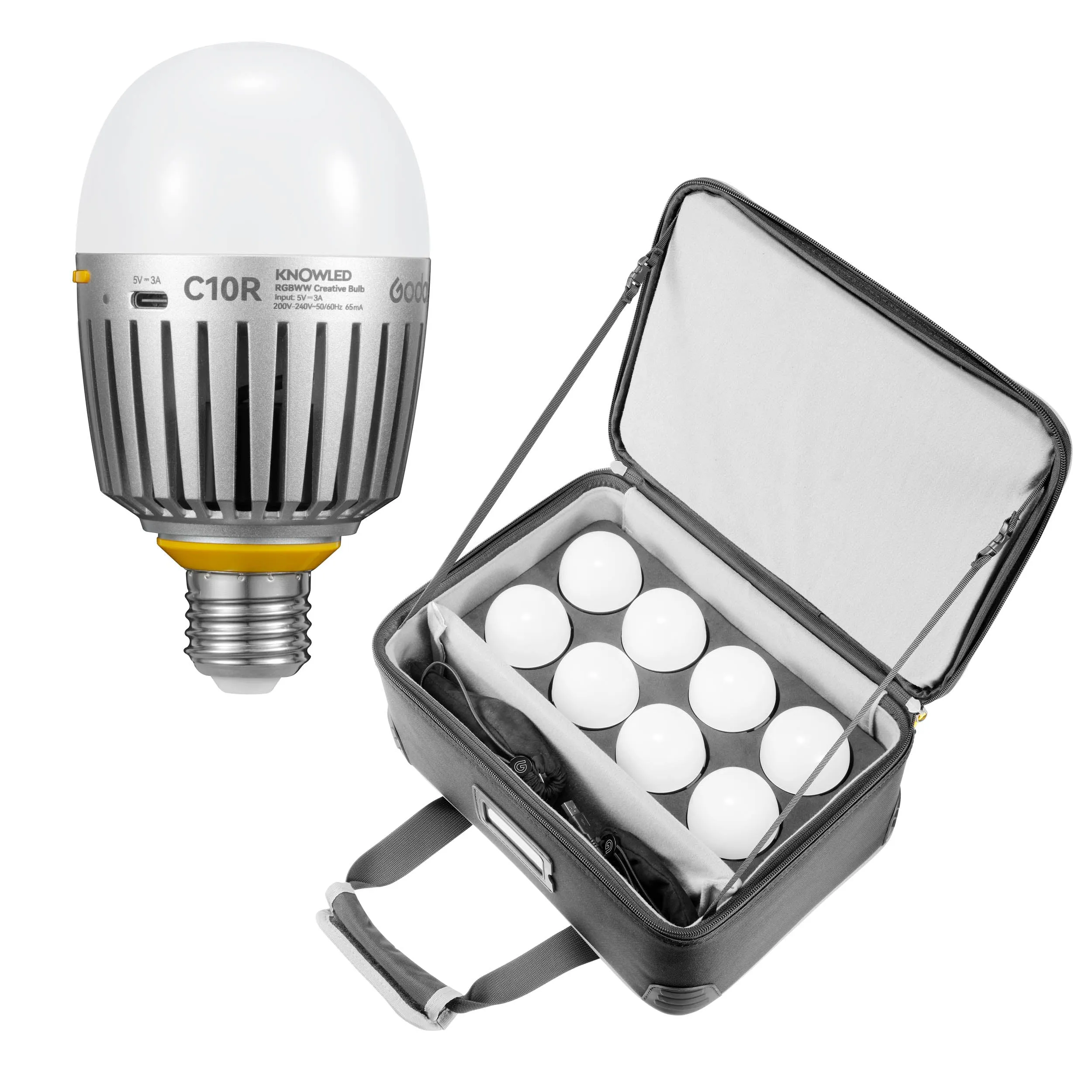 KNOWLED C10R K8 E27 RGBWW Creative Bulb 8-Light Kit for Practical Set Lighting