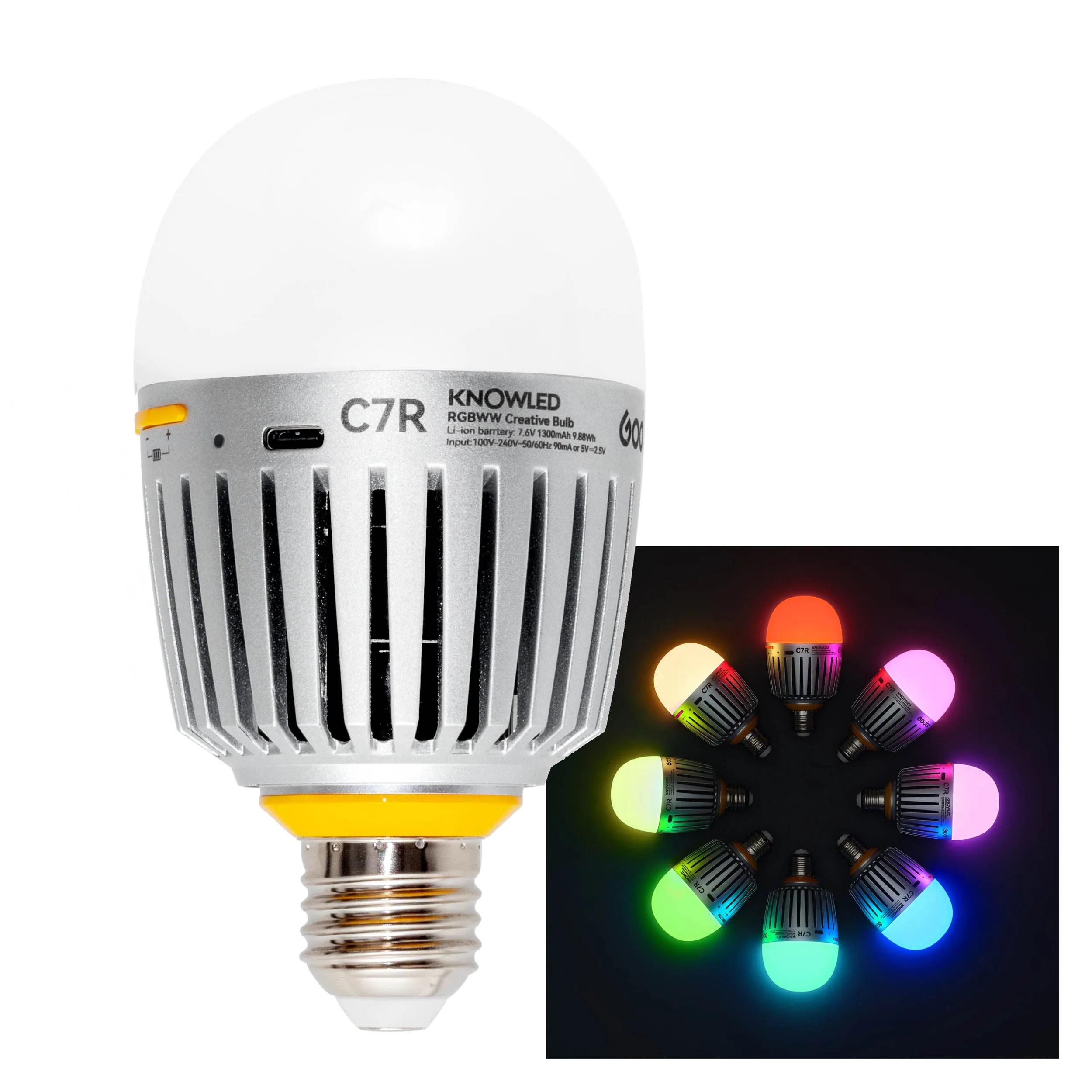 KNOWLED C7R E27 RGBWW Creative Bulb for Practical Set Lighting