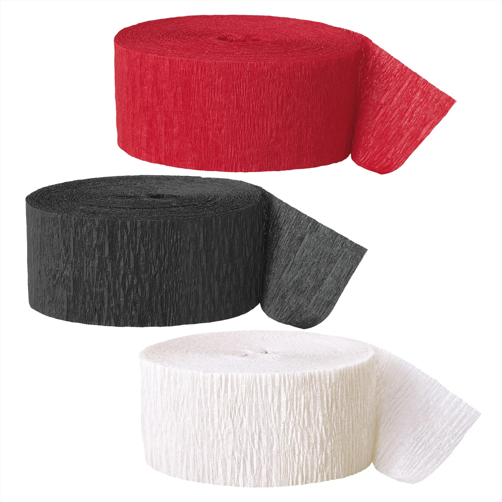 Ladybug Party Red, Black, and White Crepe Paper Streamer Decorations 81 Ft Each (Set of 3)