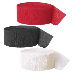 Ladybug Party Red, Black, and White Crepe Paper Streamer Decorations 81 Ft Each (Set of 3)