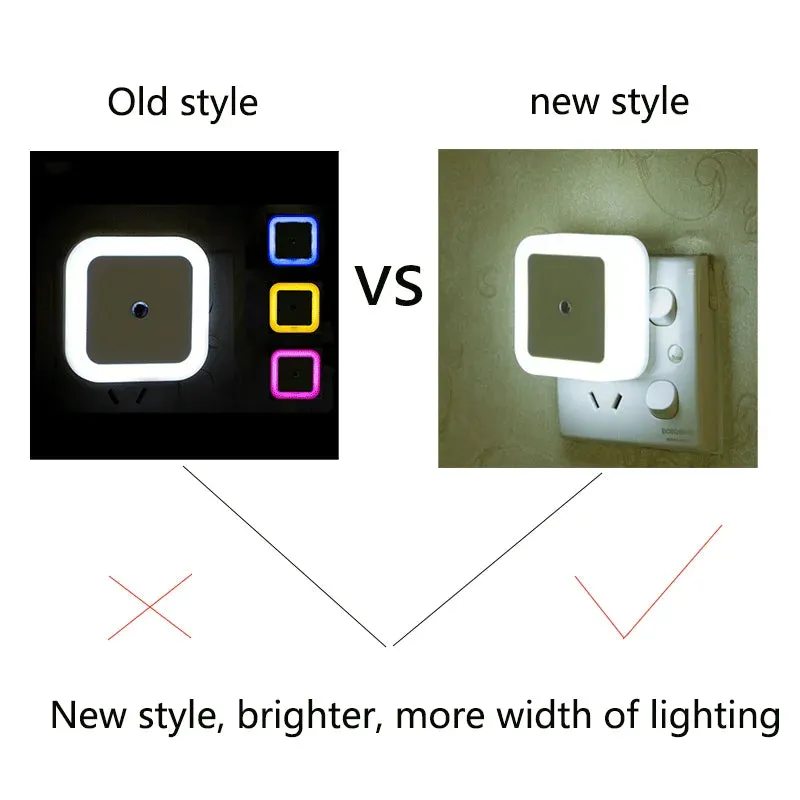 LED Night Light Mini Square Light Control Sensor Night Lamp-  Has EU/US Plug needs travel adapter plug for Nz/Oz.