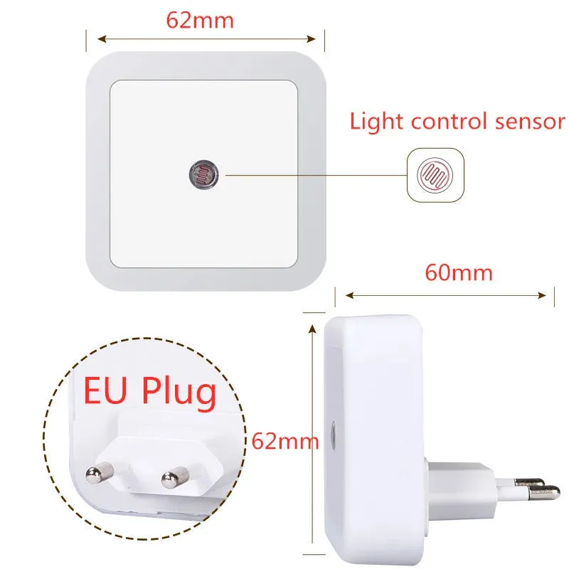LED Night Light Mini Square Light Control Sensor Night Lamp-  Has EU/US Plug needs travel adapter plug for Nz/Oz.