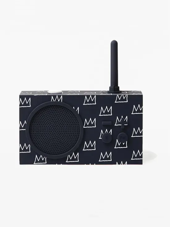 Lexon x Jean-Michel Basquiat Tykho 3 Black Radio & Speaker - Crown