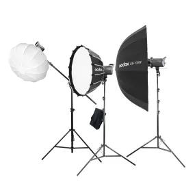 Litemons LA150Bi Three-Head LED Light Professional Lighting Kit (With QR-P60T Softbox, UB-105W Umbrella & CS-50T Diffuser)