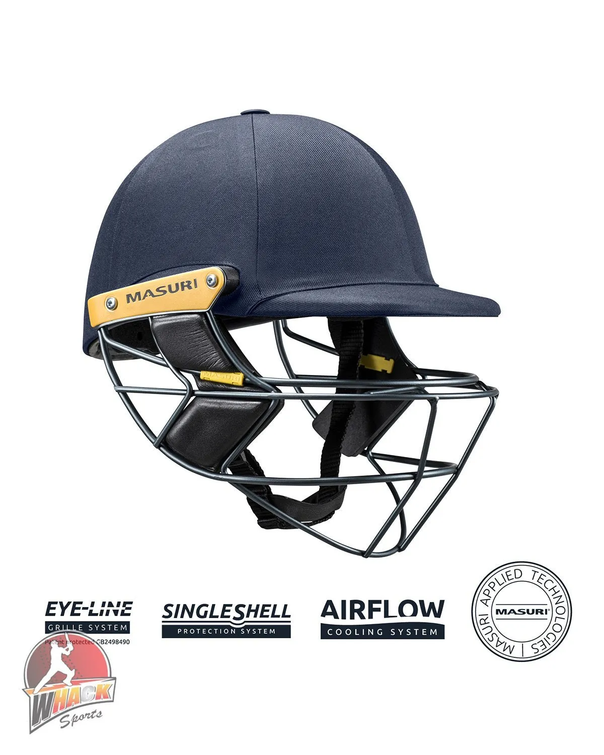 Masuri E Line Stainless Steel Cricket Batting Helmet - Yellow - Senior