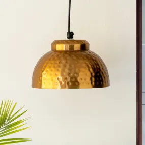 Modern Hammered Dome' Handcrafted Hanging Pendant Lamp Shade In Iron (7.1 Inch, Semi-Spherical, Golden)