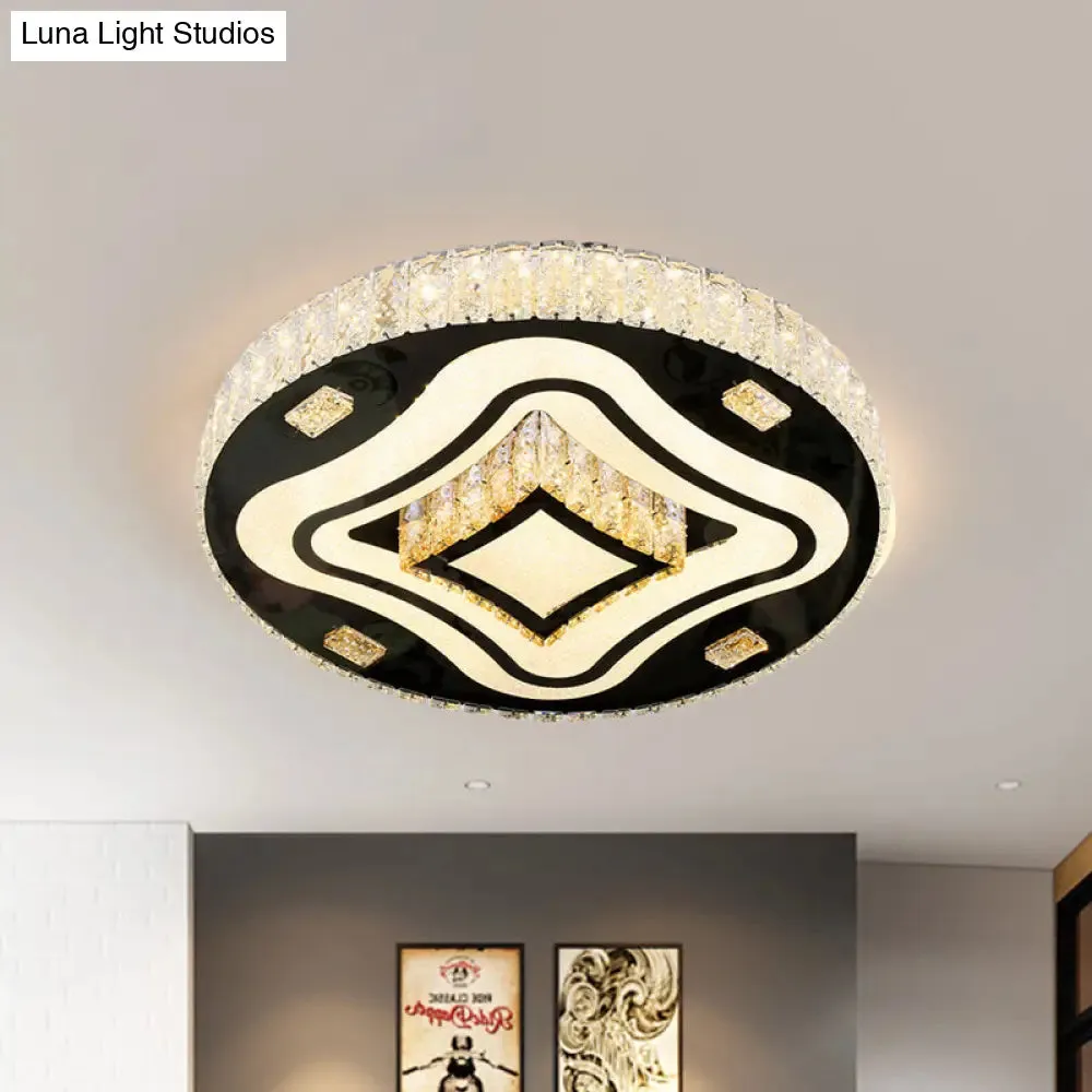 Modern Harlequin Crystal Prisms LED Ceiling Lamp in Stainless Steel