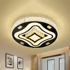 Modern Harlequin Crystal Prisms LED Ceiling Lamp in Stainless Steel