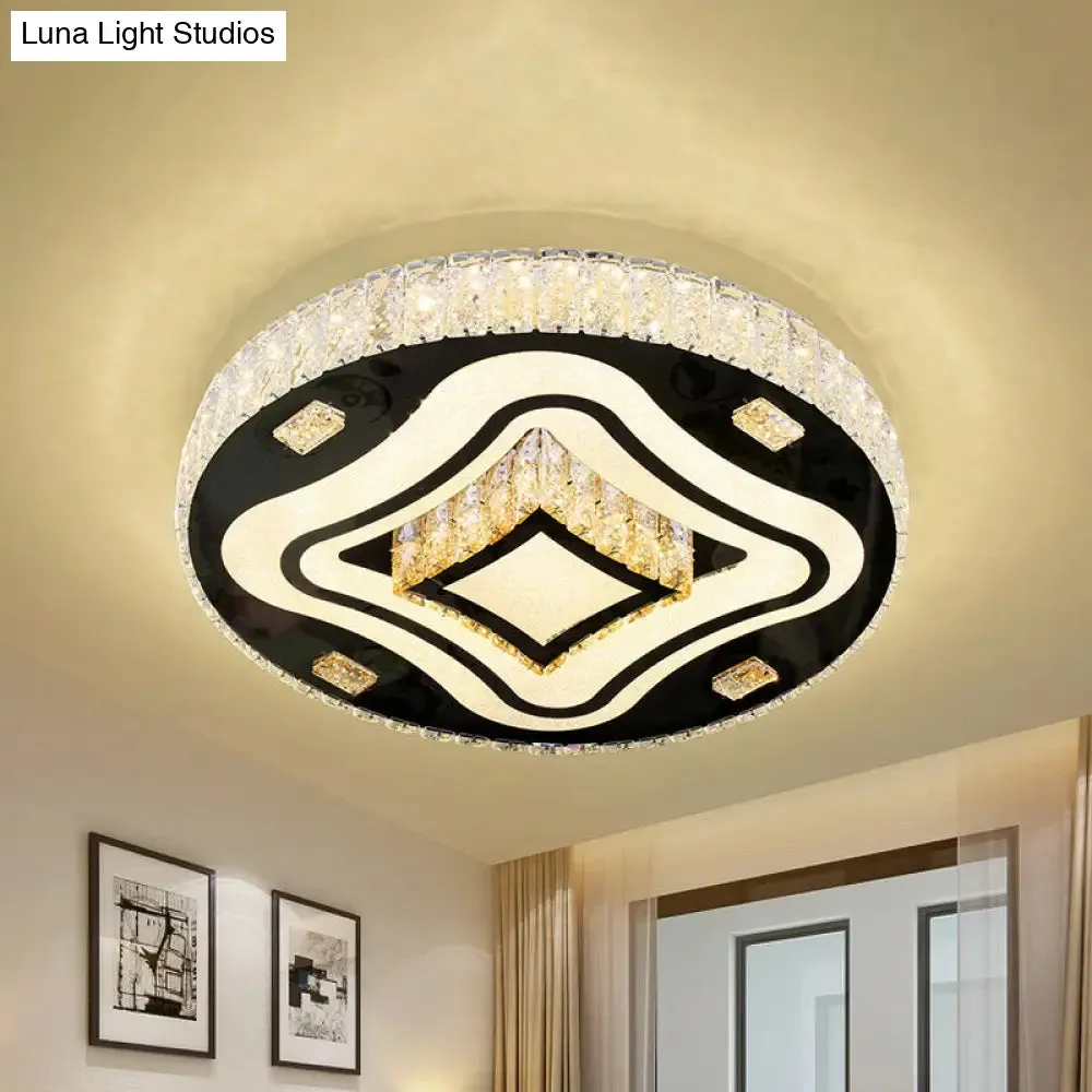 Modern Harlequin Crystal Prisms LED Ceiling Lamp in Stainless Steel