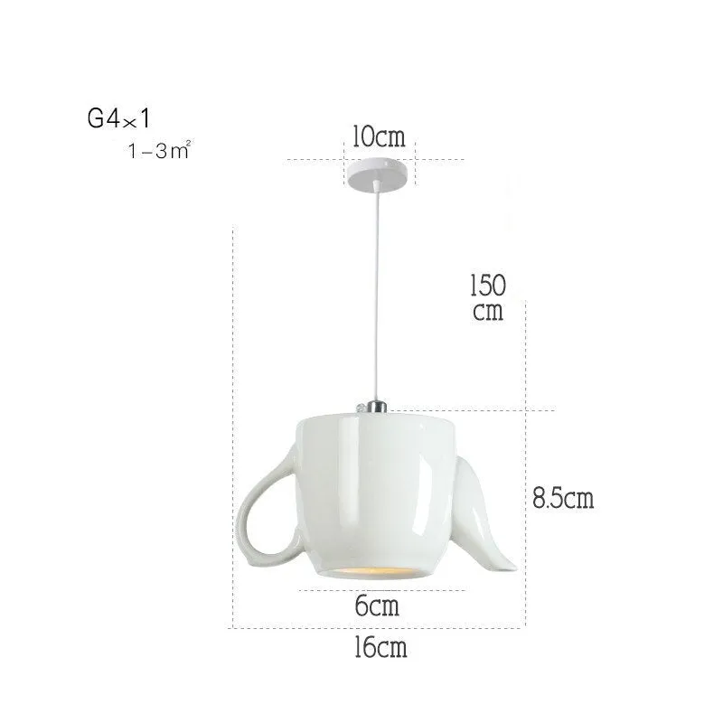 Modern Tea Cup Teapot Crockery Ceramic Led Pendant Lights
