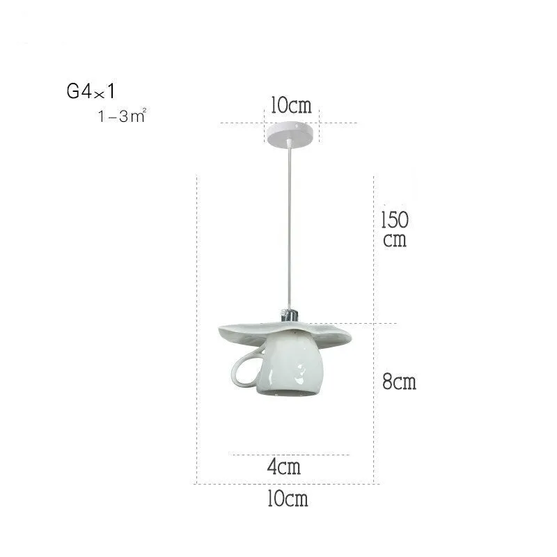 Modern Tea Cup Teapot Crockery Ceramic Led Pendant Lights