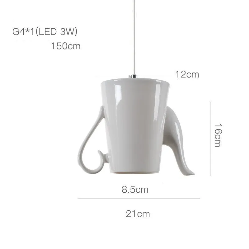 Modern Tea Cup Teapot Crockery Ceramic Led Pendant Lights