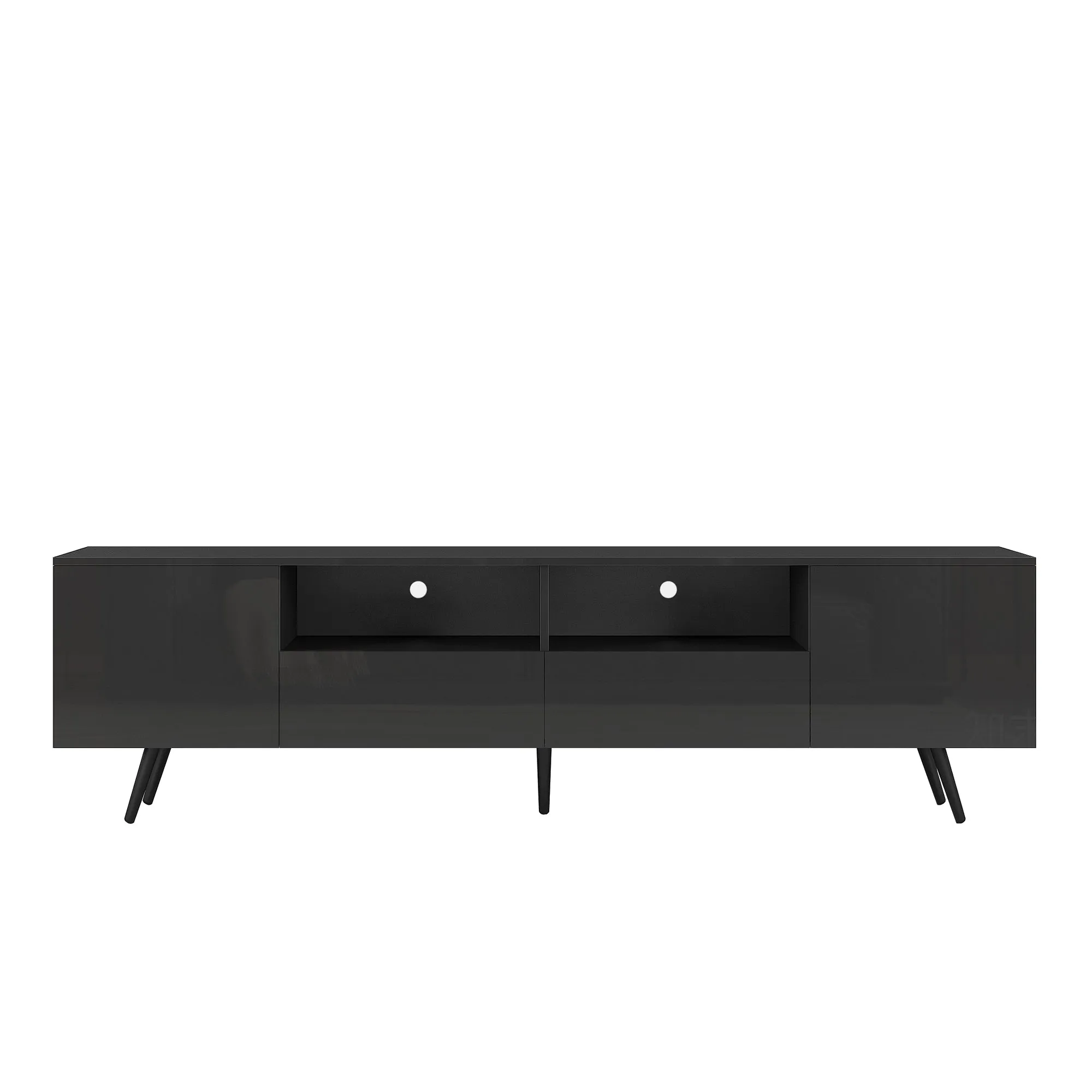 Modern White TV Stand, 16 Colors LED TV Stand w/Remote Control Lights