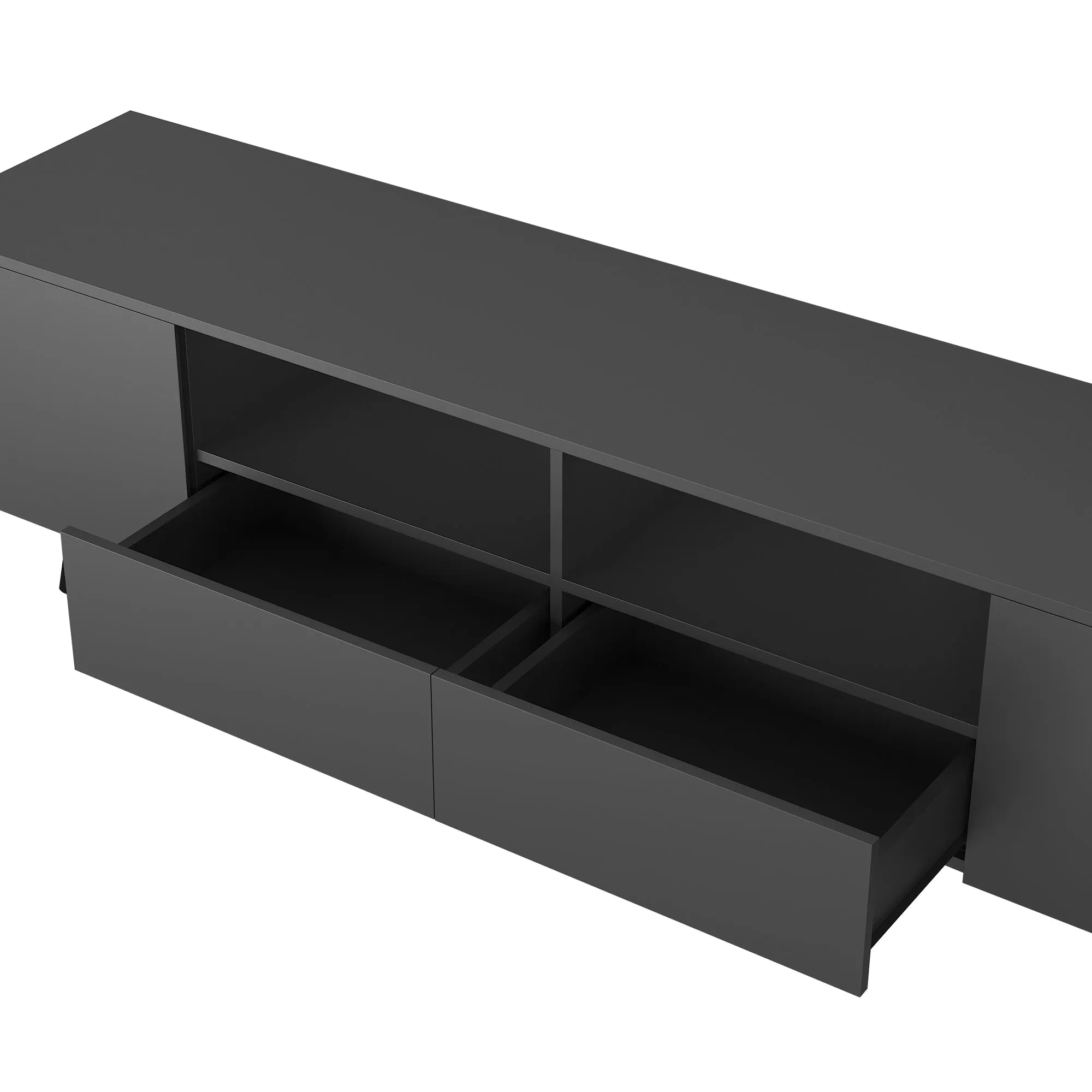 Modern White TV Stand, 16 Colors LED TV Stand w/Remote Control Lights