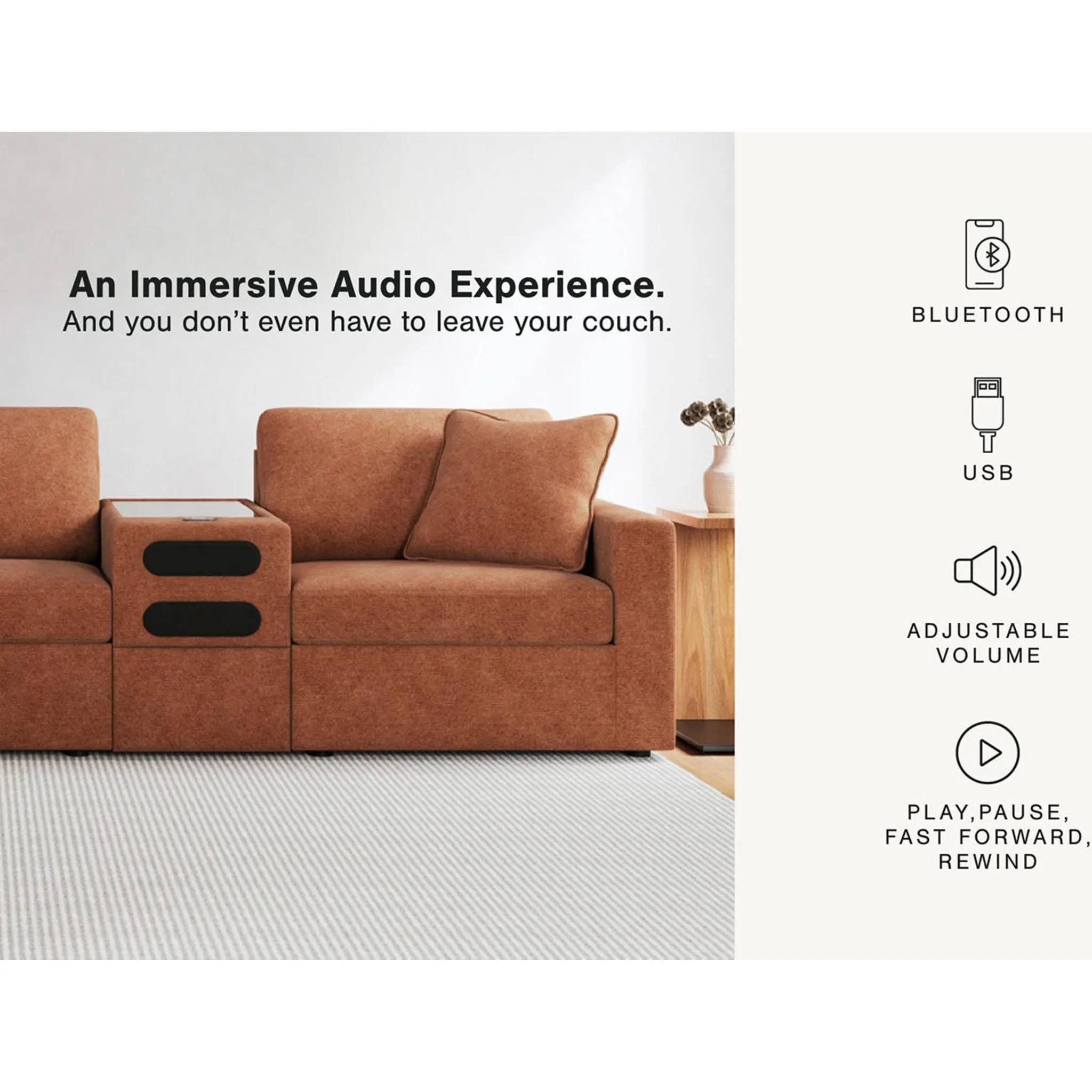 Modmax 8 Piece Modular Sectional with Audio Consoles