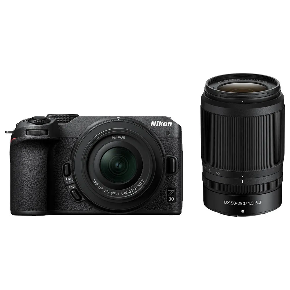 Nikon Z Series Z30 Mirrorless Vlogging Camera with 20.9 Megapixel DX APS-C Format Sensor, 4K 30fps Video Recording and Streaming, and Eye and Face Detection Hybrid Autofocus - Kits Available