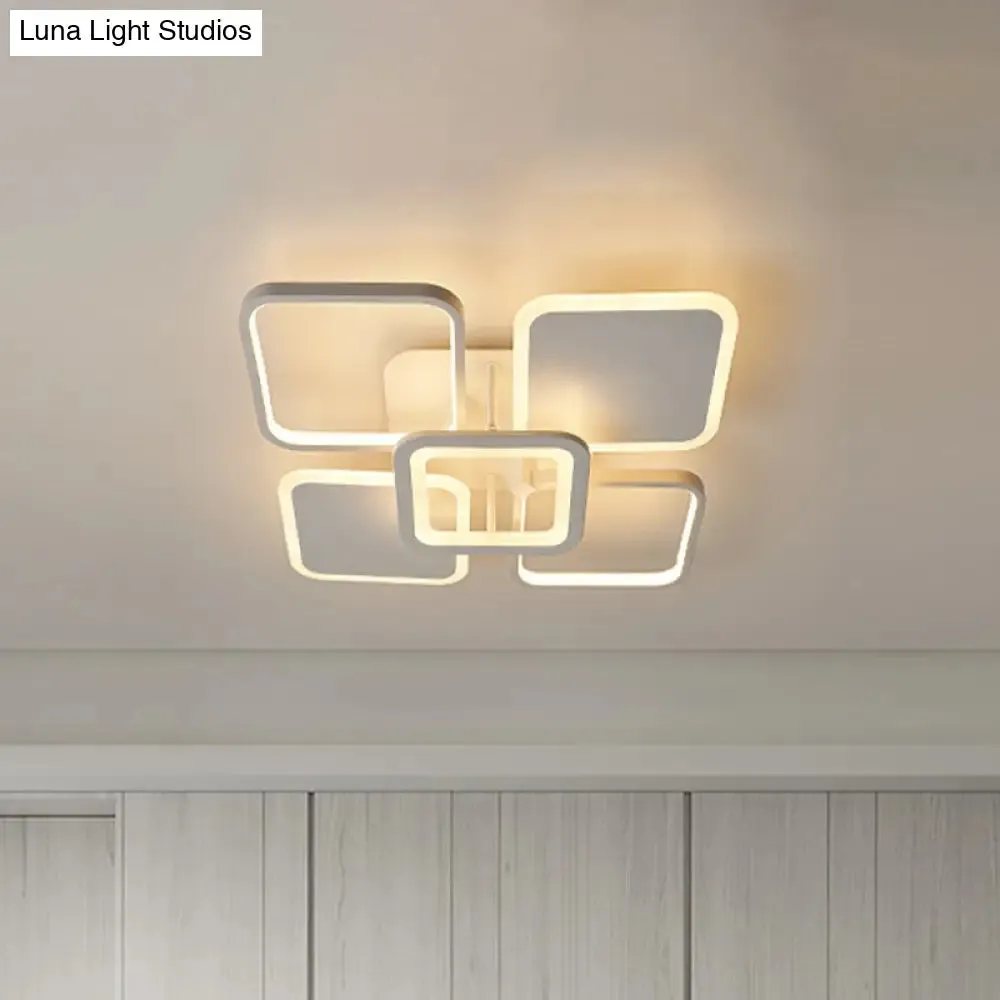 Nordic LED Metal Square/Diamond Semi Mount Ceiling Lamp in White/Warm Light for Dorm