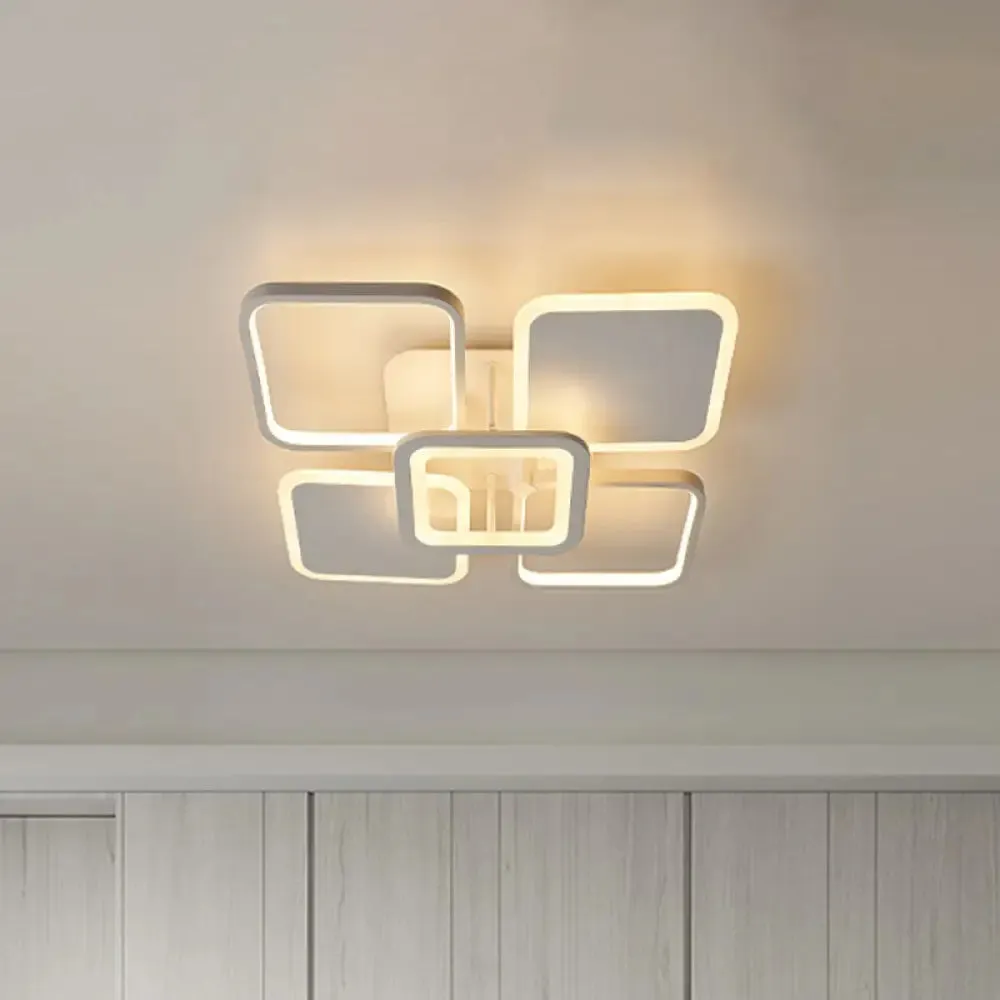 Nordic LED Metal Square/Diamond Semi Mount Ceiling Lamp in White/Warm Light for Dorm