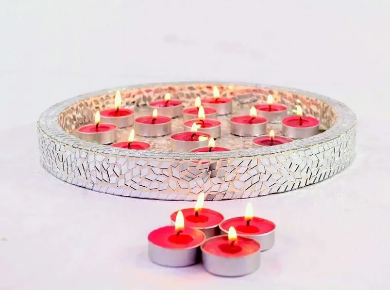 NUTRI MIRACLE Diya Tealight Scented Candles - Rose 100 Tea Lights Red Colour Burns 4 Hour