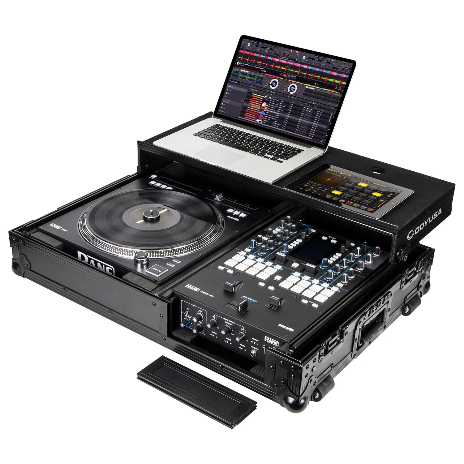 Odyssey FZGS1RA1272WBL Reversible Compact Rane Twelve and Rane Seventy/Seventy-Two Battle DJ Coffin Flight Case w/Glide Platform (Black)