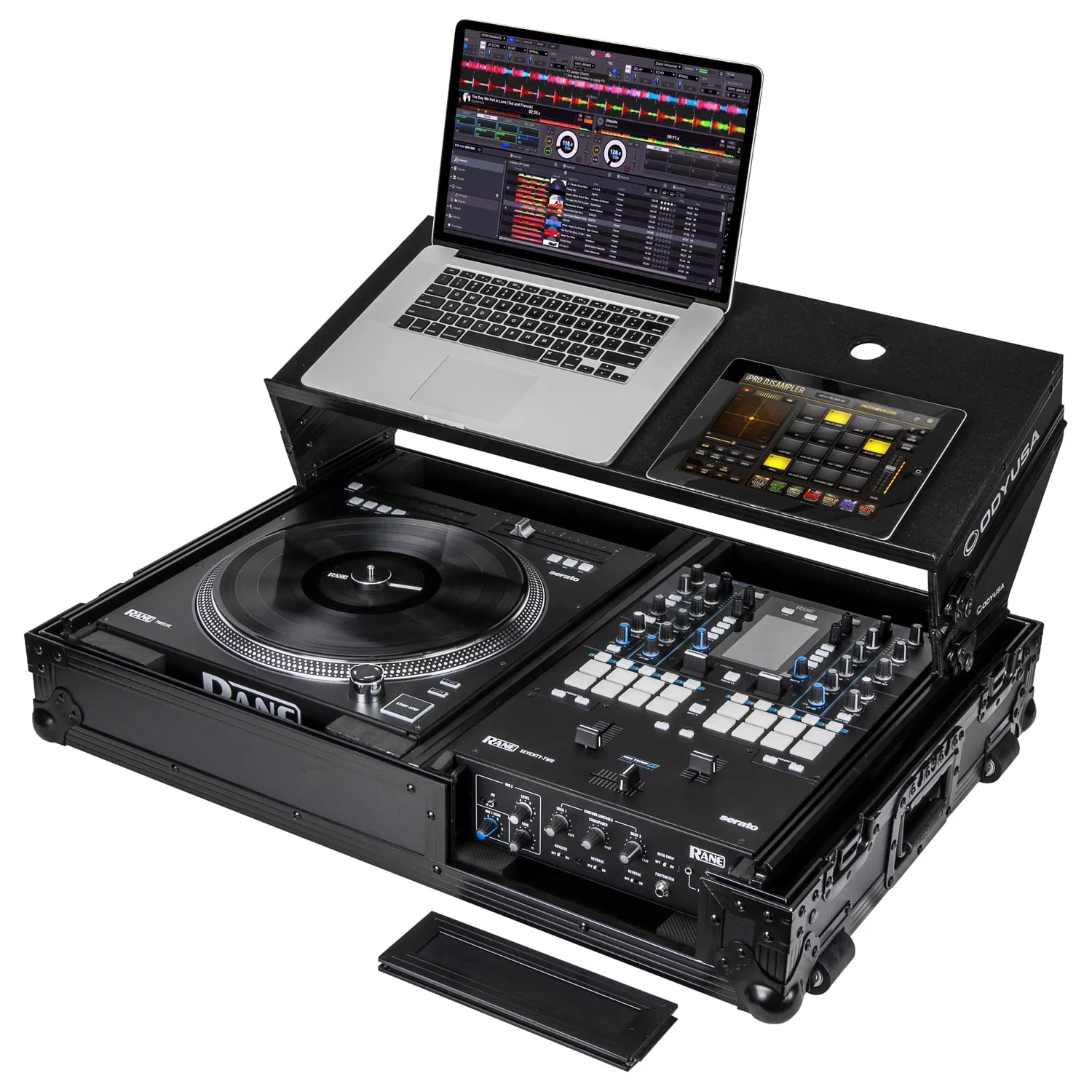 Odyssey FZGS1RA1272WBL Reversible Compact Rane Twelve and Rane Seventy/Seventy-Two Battle DJ Coffin Flight Case w/Glide Platform (Black)