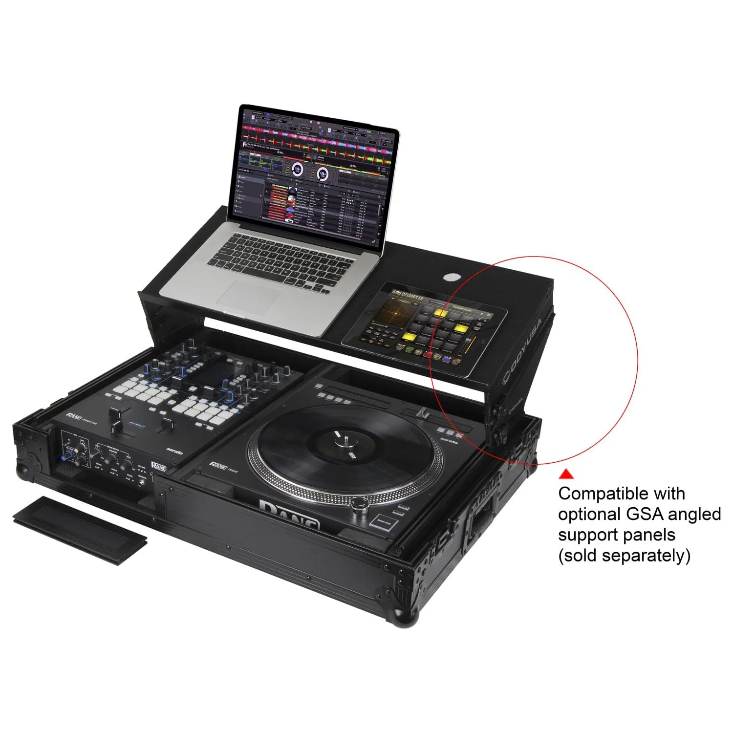Odyssey FZGS1RA1272WBL Reversible Compact Rane Twelve and Rane Seventy/Seventy-Two Battle DJ Coffin Flight Case w/Glide Platform (Black)