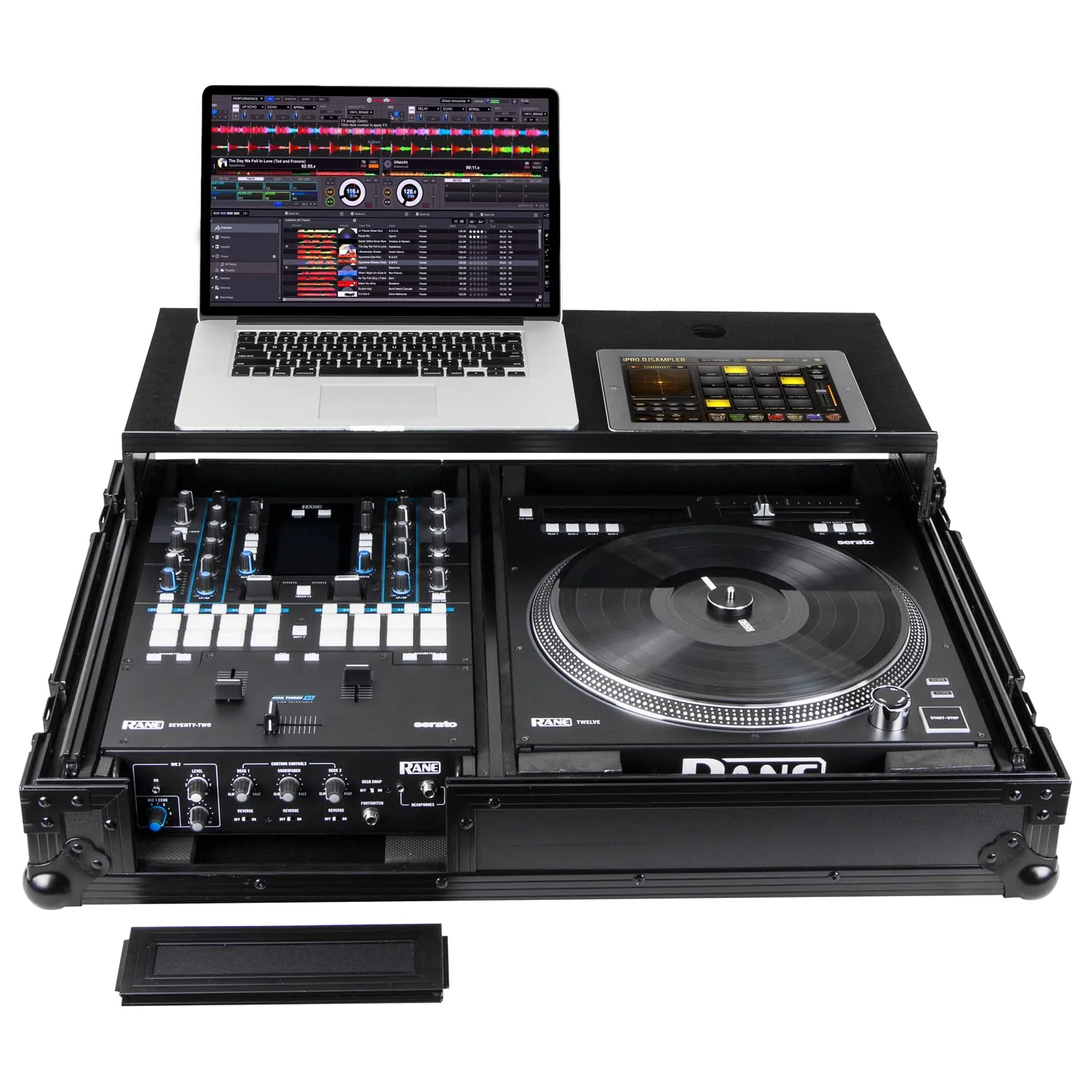 Odyssey FZGS1RA1272WBL Reversible Compact Rane Twelve and Rane Seventy/Seventy-Two Battle DJ Coffin Flight Case w/Glide Platform (Black)