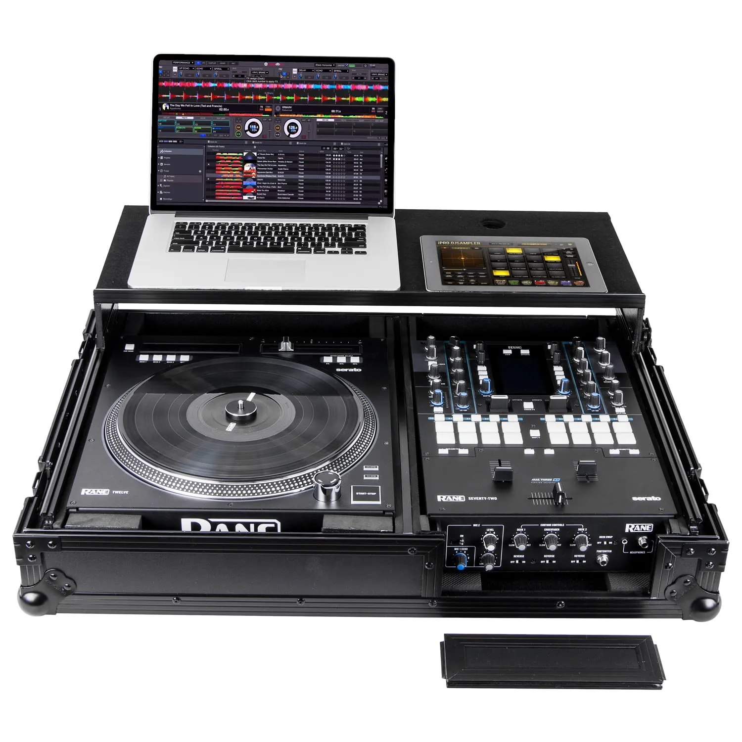 Odyssey FZGS1RA1272WBL Reversible Compact Rane Twelve and Rane Seventy/Seventy-Two Battle DJ Coffin Flight Case w/Glide Platform (Black)